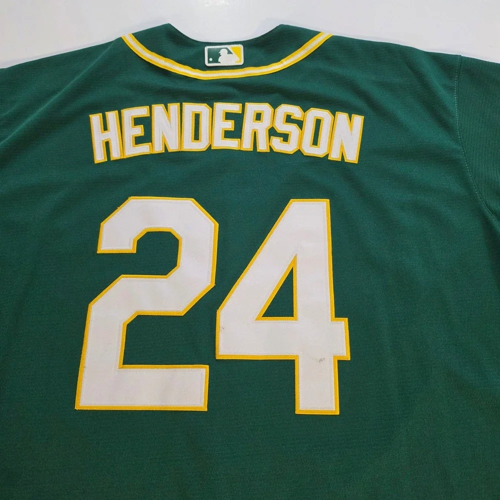 Nike Oakland Athletics Rickey Henderson 24 MLB Jersey Green XXL A's Green